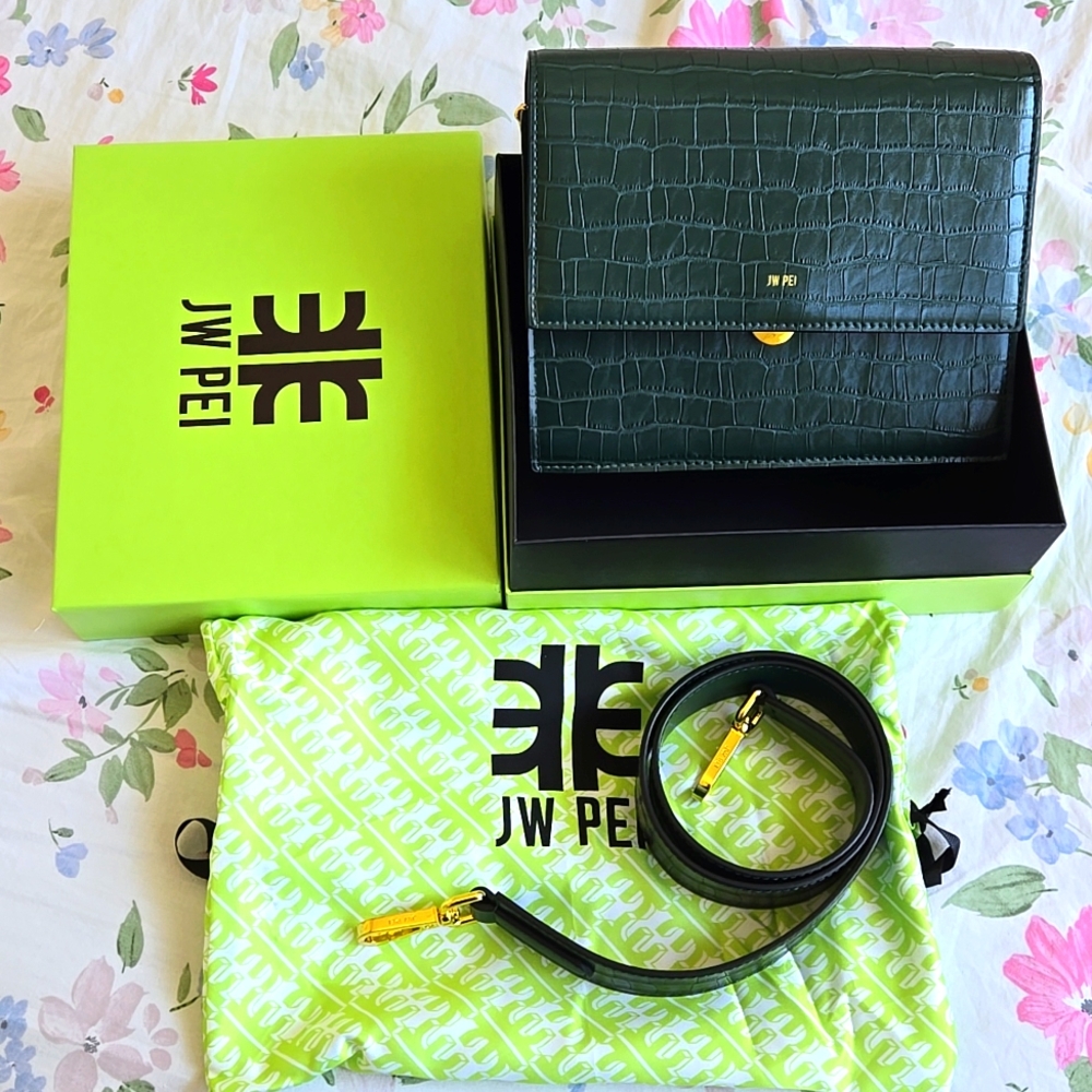 JW PEI Women's Mini Flap Crossbody Green & Gold